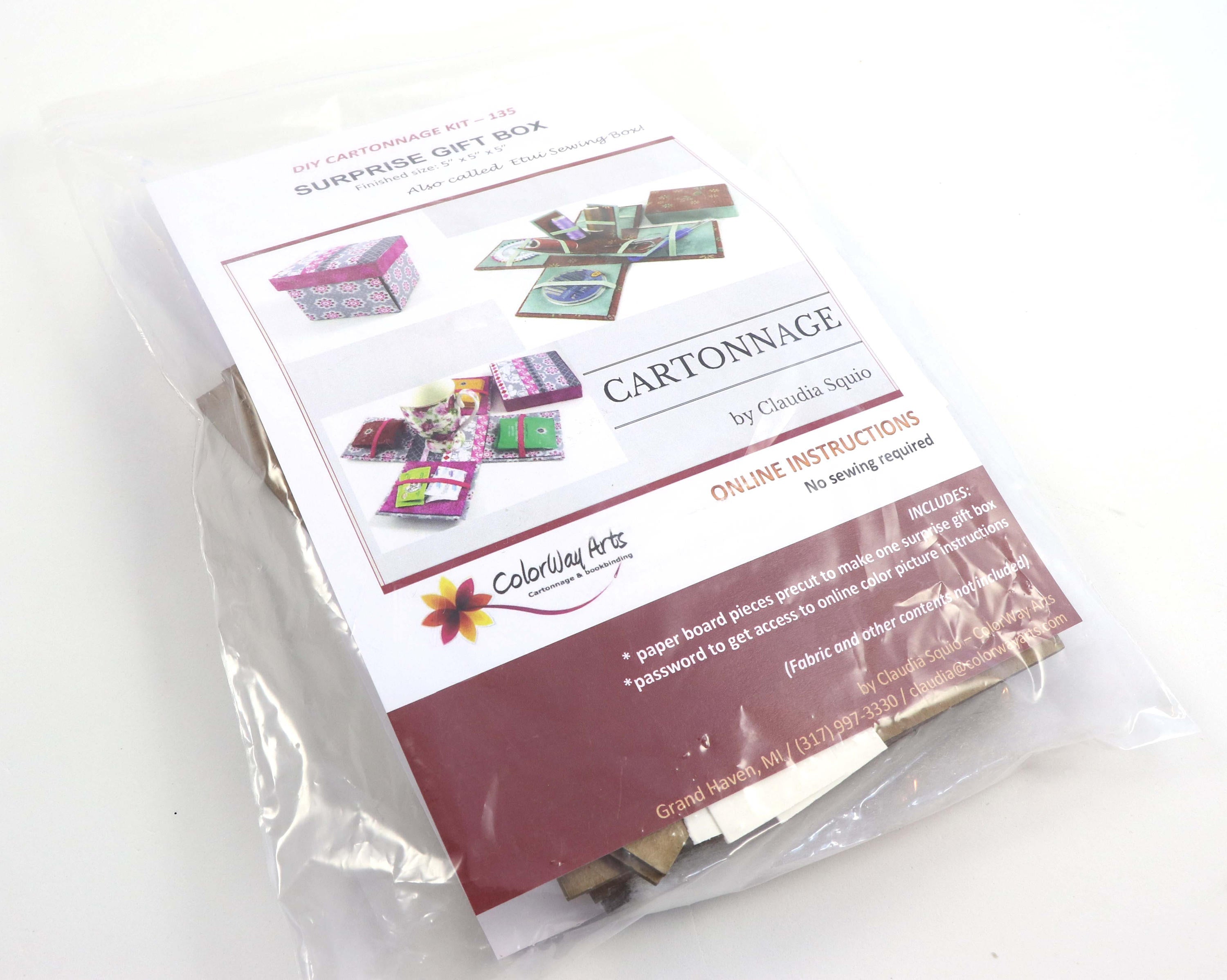 Fabric Sewing box DIY kit, cartonnage kit 135, etui sewing box kit, surprise gift box, online instructions included