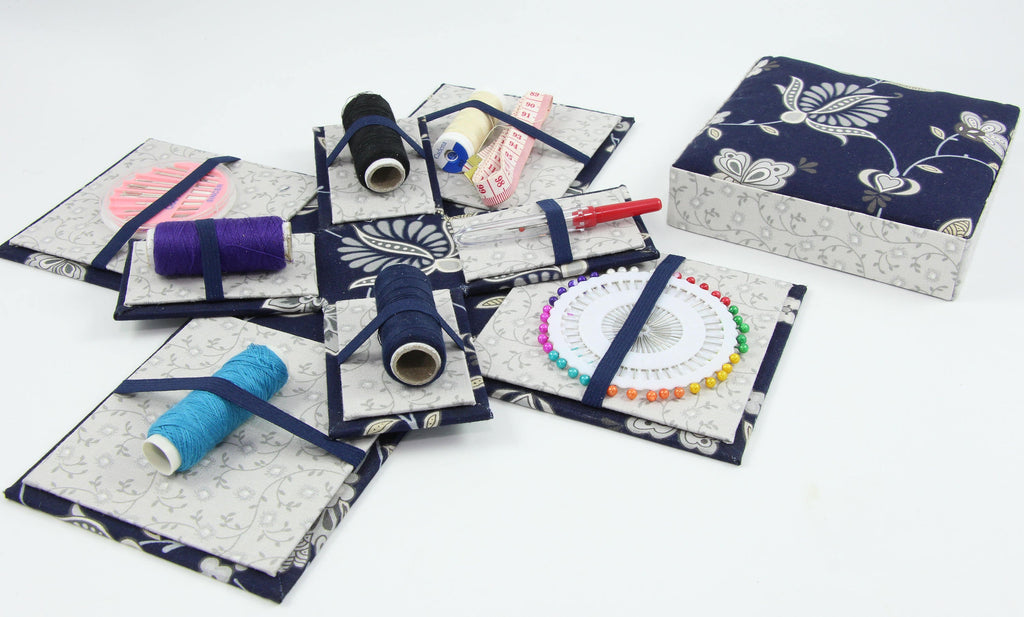 Fabric Sewing box DIY kit, cartonnage kit 135, etui sewing box kit, surprise gift box, online instructions included