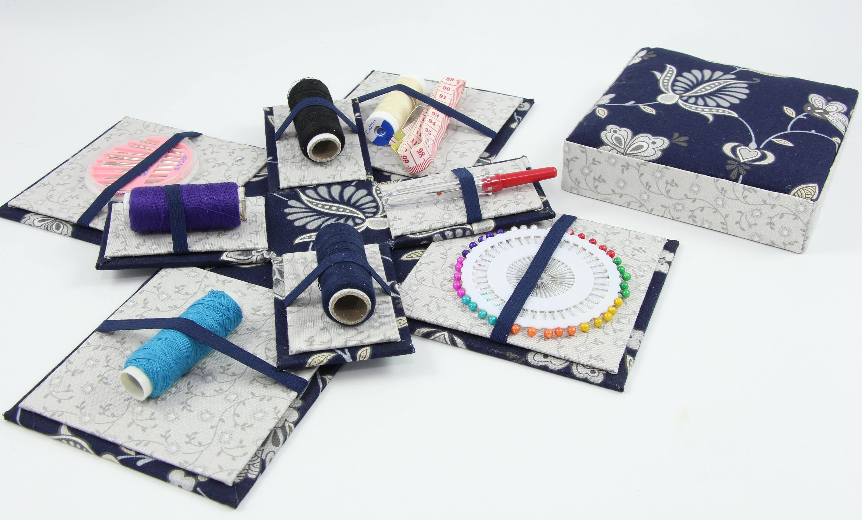 Fabric Sewing box DIY kit, cartonnage kit 135, etui sewing box kit, surprise gift box, online instructions included