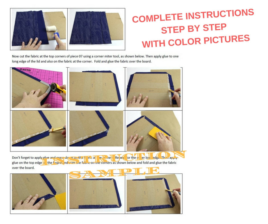 Fabric treasure box DIY kit, cartonnage  kit 146, online instructions available