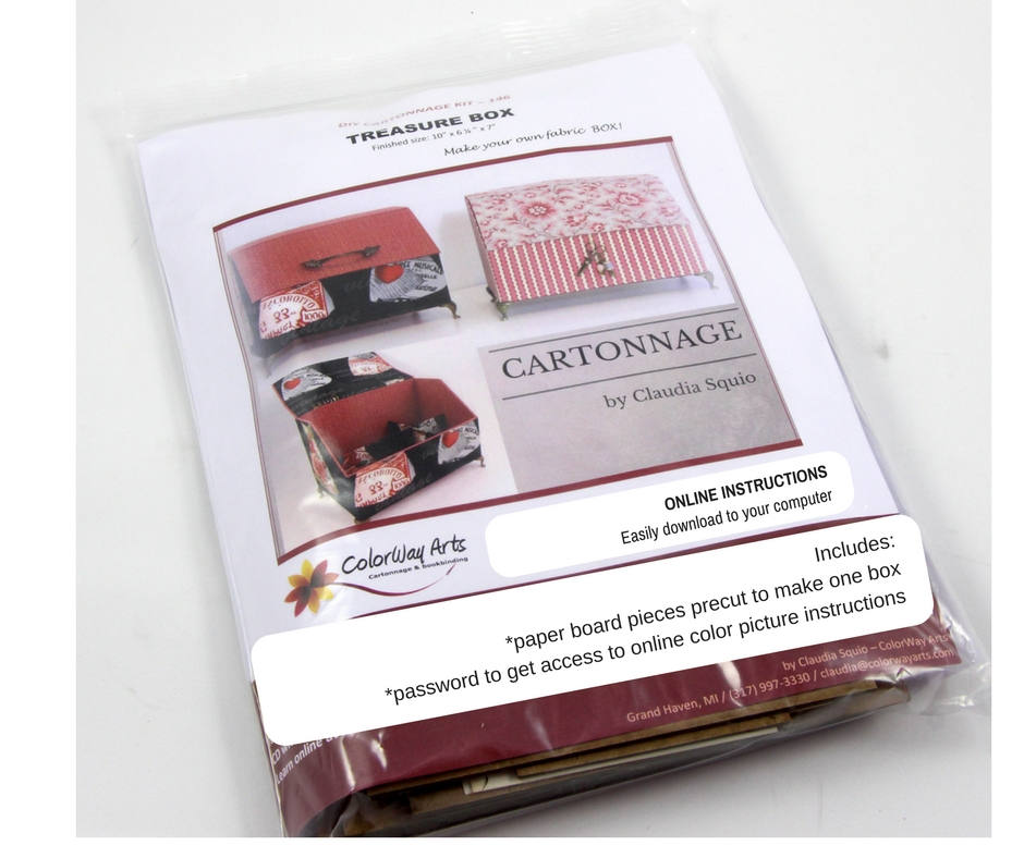 Fabric treasure box DIY kit, cartonnage  kit 146, online instructions available