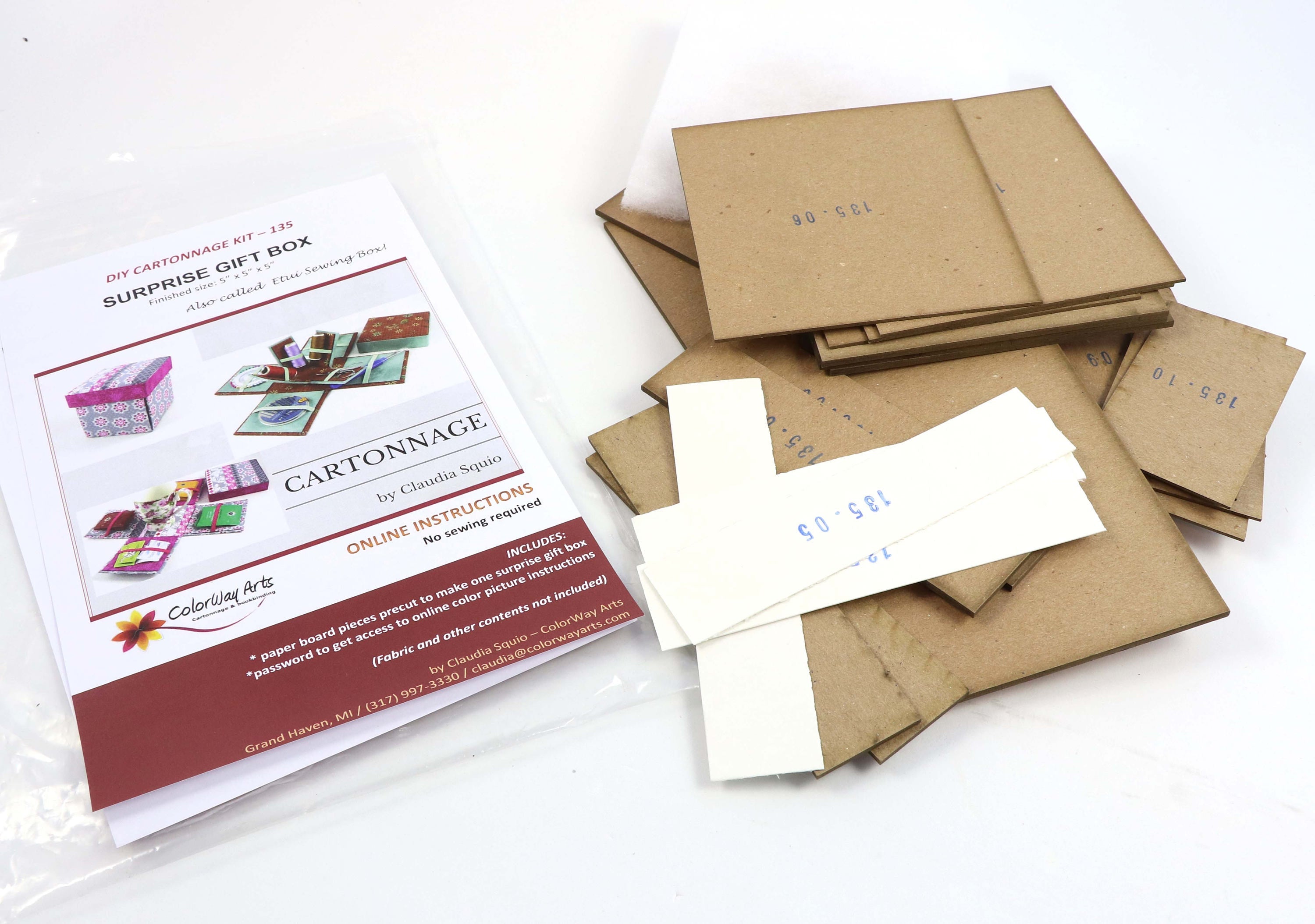 Fabric Sewing box DIY kit, cartonnage kit 135, etui sewing box kit, surprise gift box, online instructions included