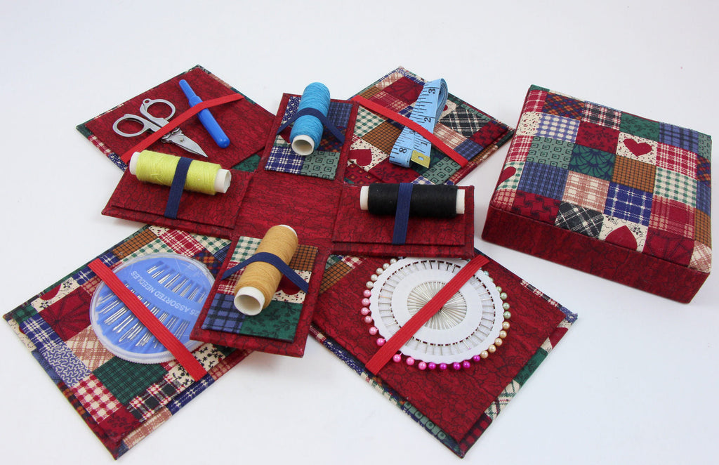 Fabric Sewing box DIY kit, cartonnage kit 135, etui sewing box kit, surprise gift box, online instructions included