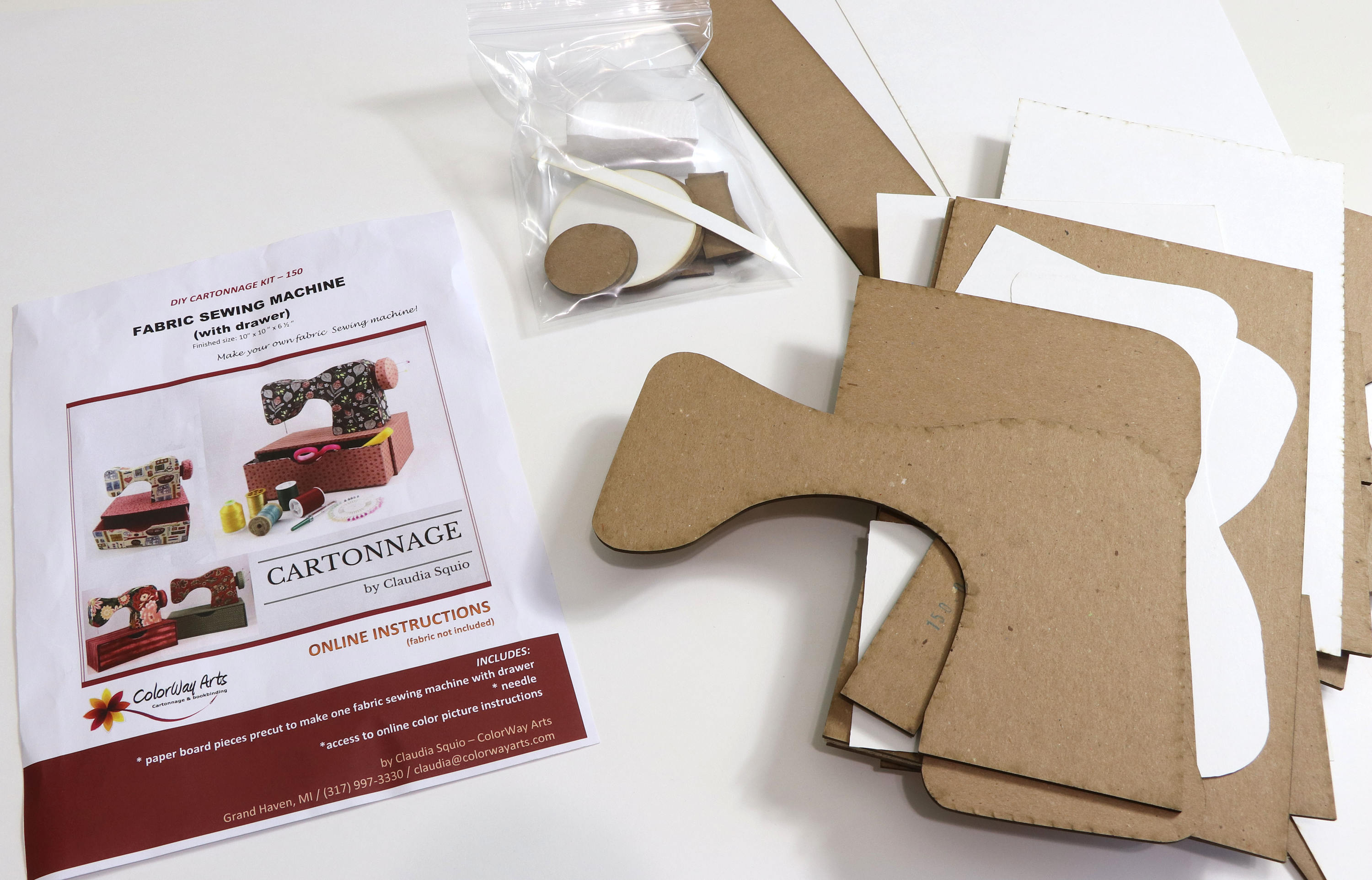 Fabric sewing machine DIY kit, cartonnage kit 150, diy fabric sewing machine with drawer, online instructions included