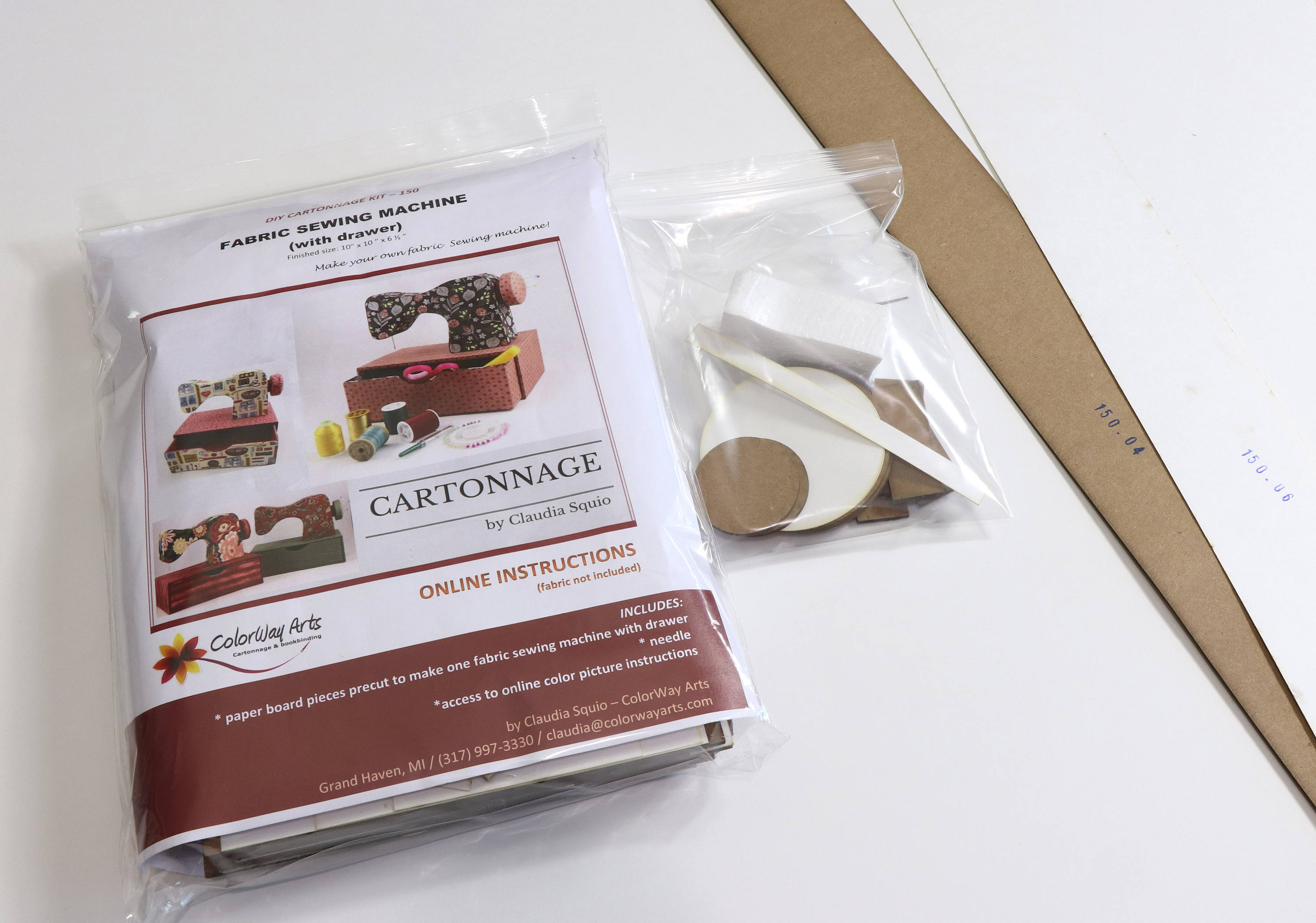 Fabric sewing machine DIY kit, cartonnage kit 150, diy fabric sewing machine with drawer, online instructions included