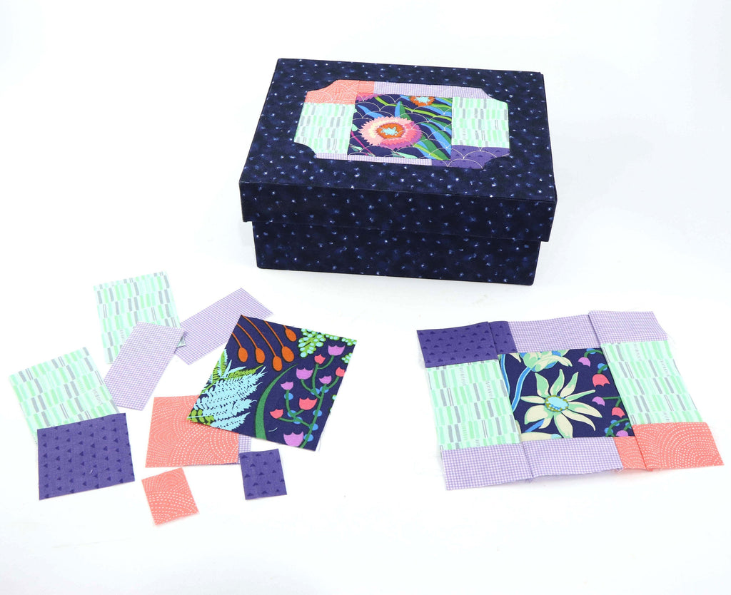 Fabric lidded storage box DIY kit, cartonnage kit 160, online instructions included