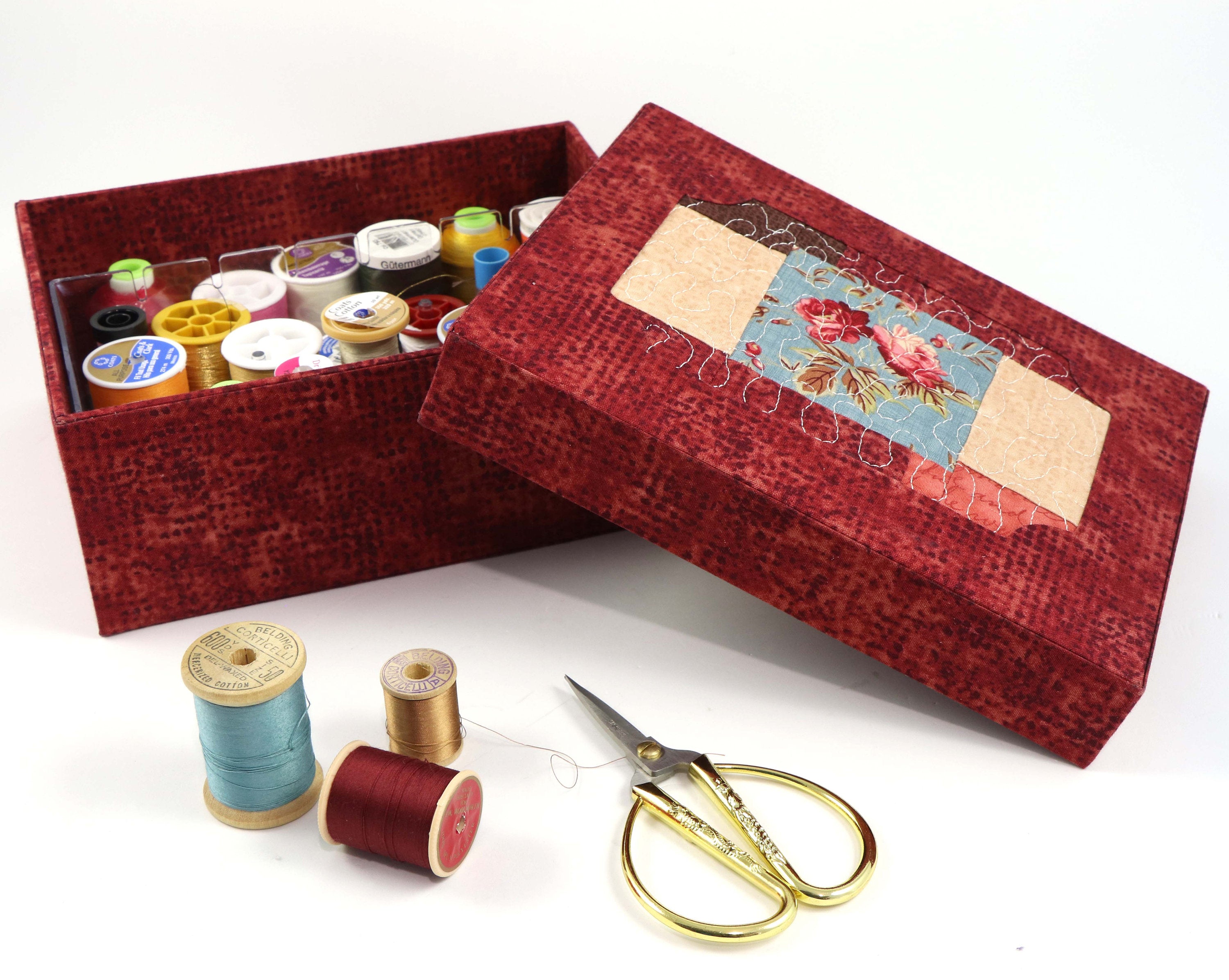 Fabric lidded storage box DIY kit, cartonnage kit 160, online instructions included