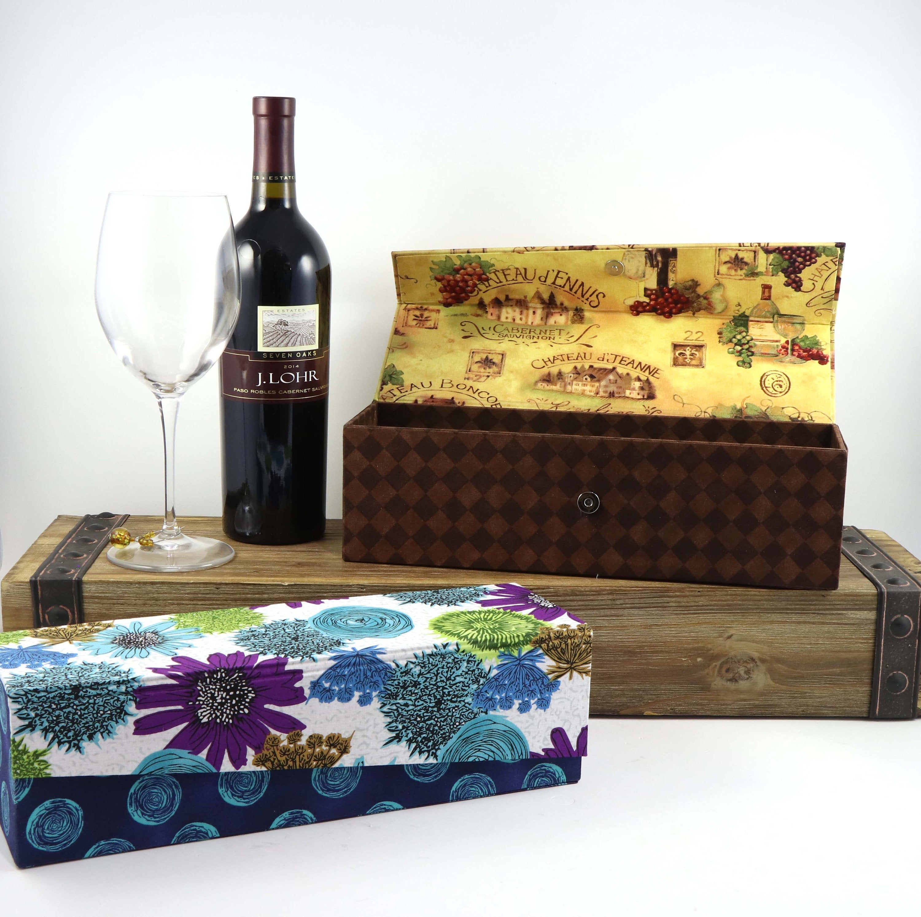 Fabric wine box DIY kit, cartonnage kit 165, online instructions included