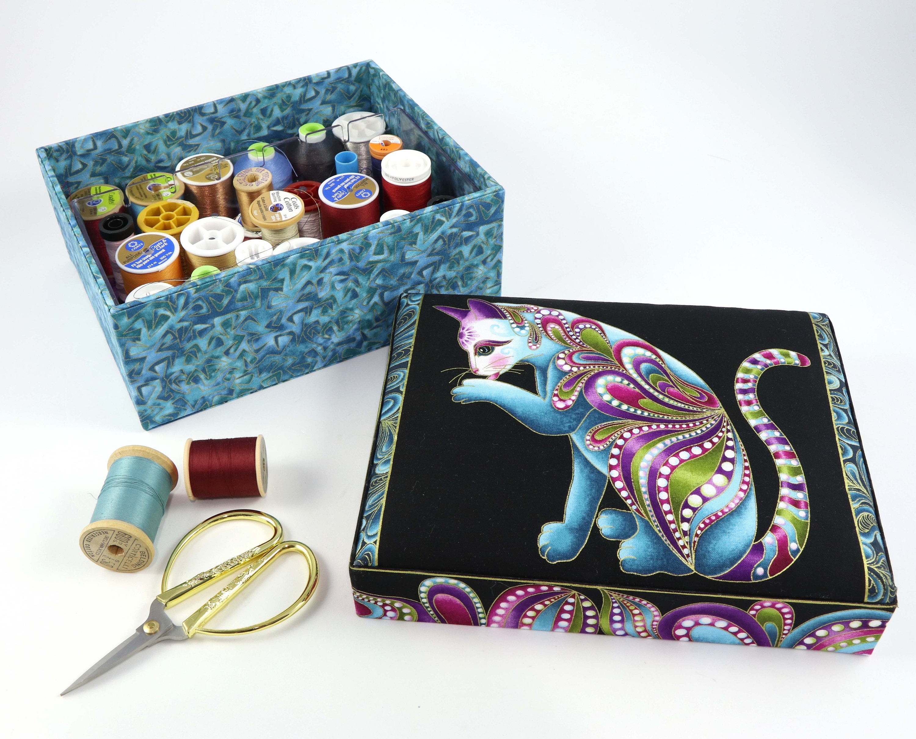 Fabric lidded storage box DIY kit, cartonnage kit 160, online instructions included