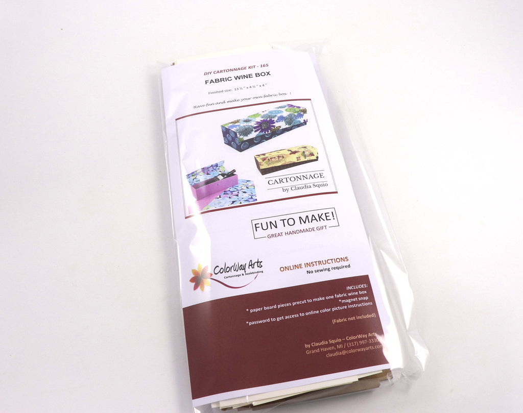 Fabric wine box DIY kit, cartonnage kit 165, online instructions included