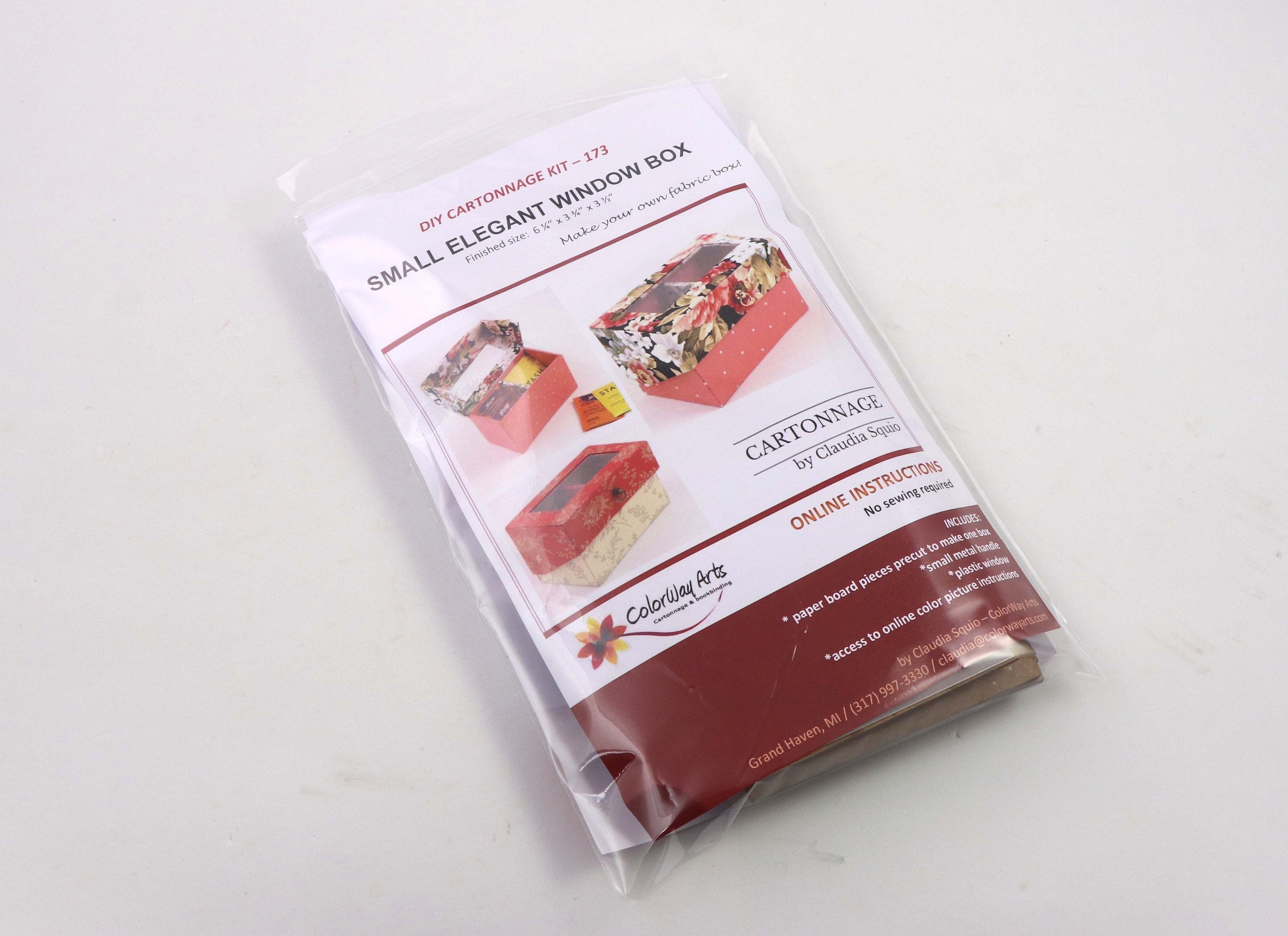 Small elegant window box DIY kit, cartonnage kit 173, Online instructions included