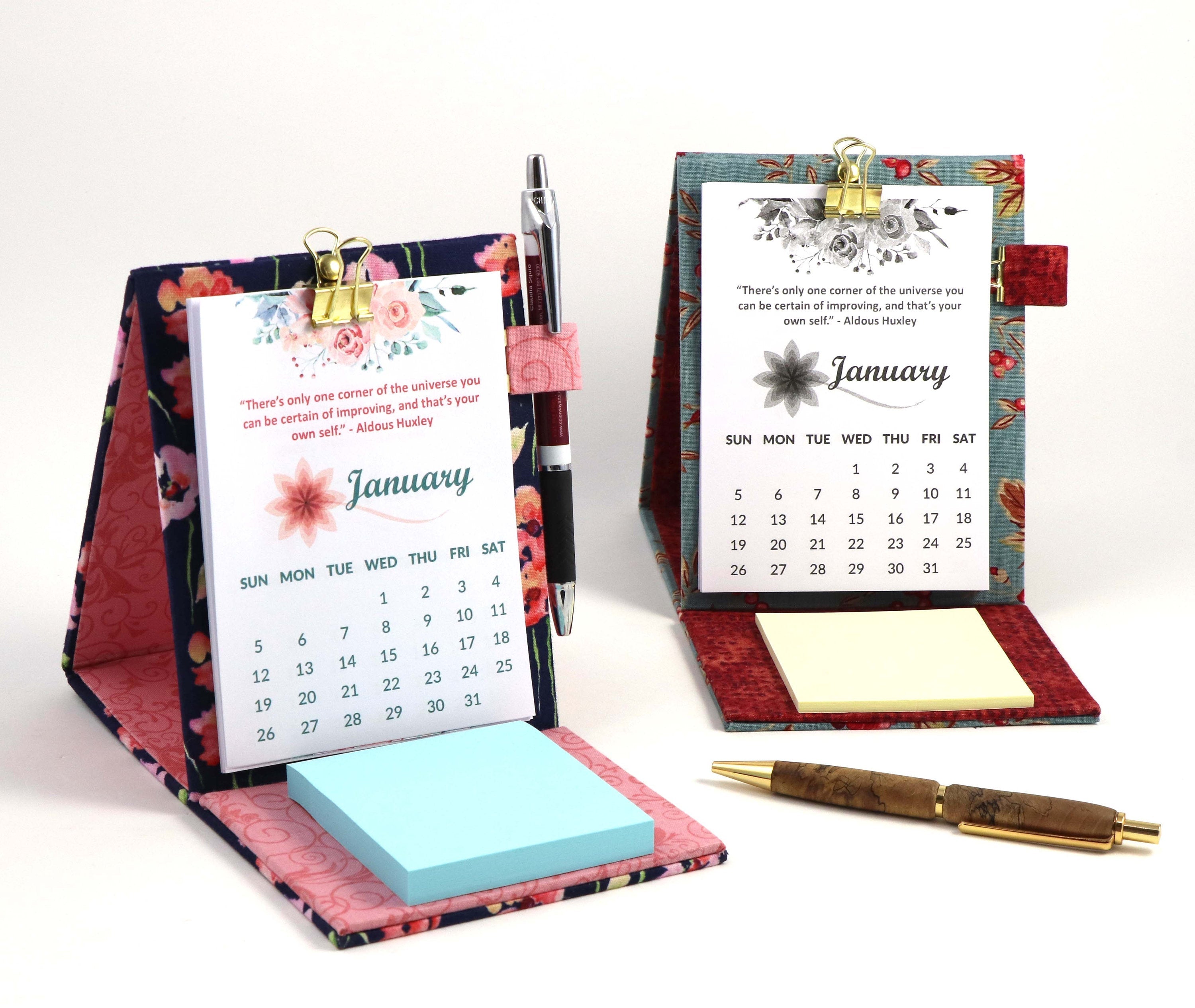 DIY fabric desk calendar, cartonnage kit 105,  free online instructions and printable calendar sheets