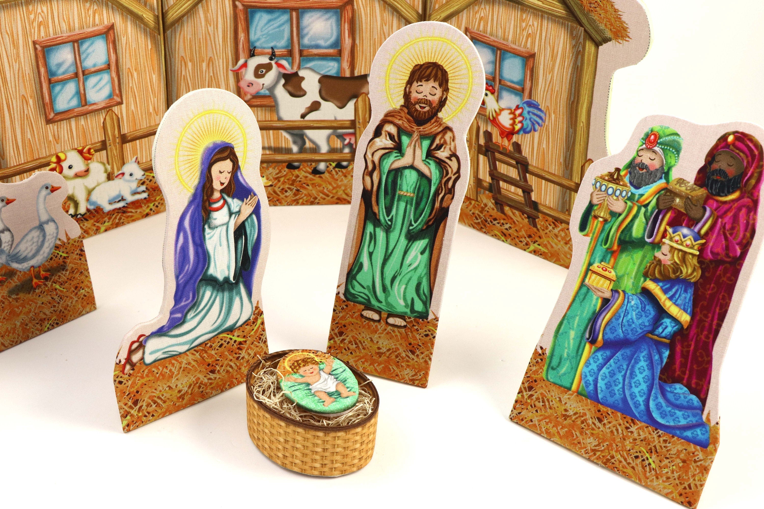 Fabric Nativity set DIY kit, fabric Nativity, cartonnage kit 180, online instructions included
