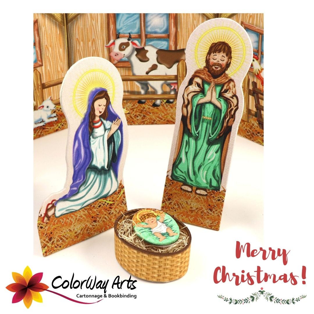Fabric Nativity set DIY kit, fabric Nativity, cartonnage kit 180, online instructions included