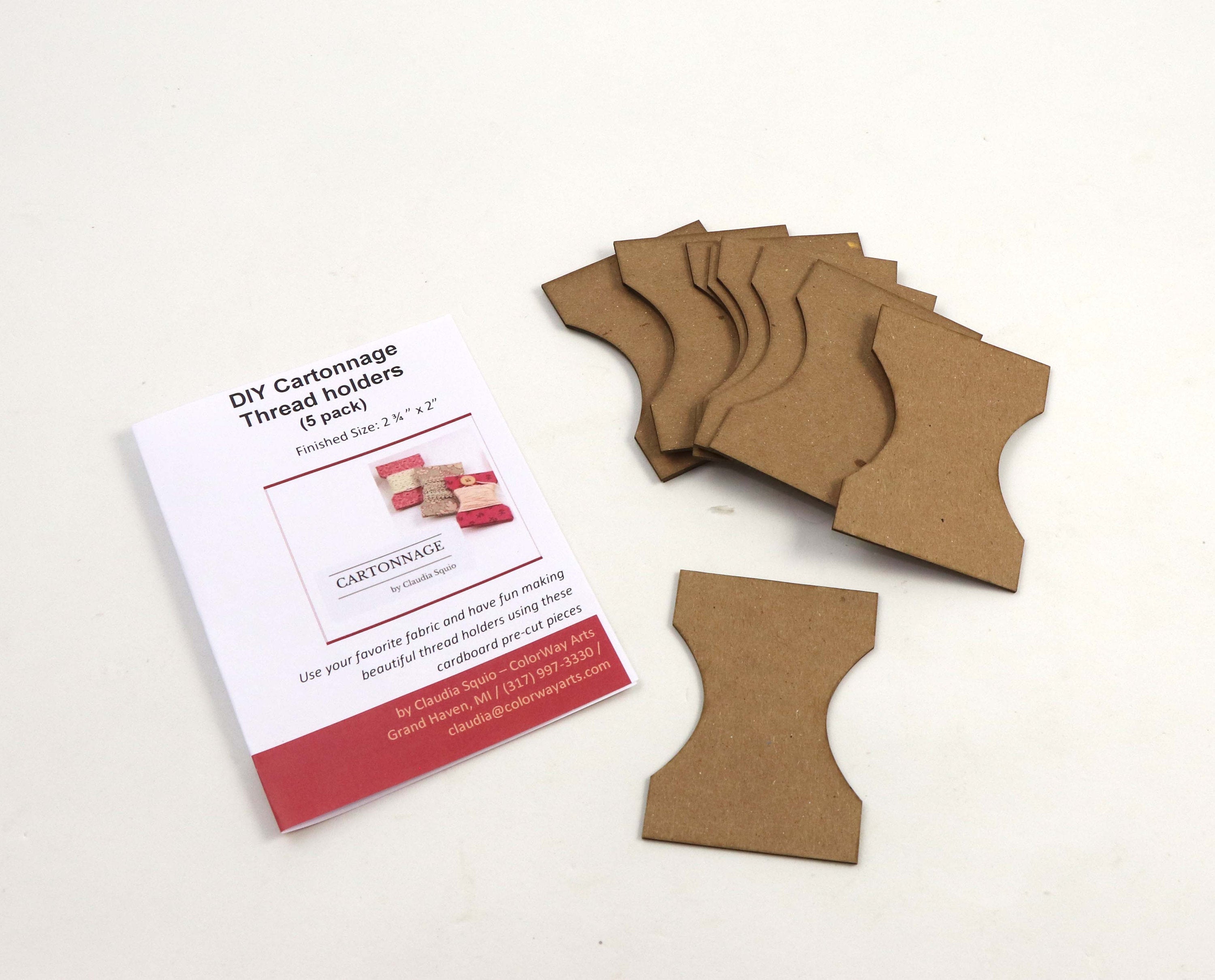 DIY fabric thread holder, pack with 5, cartonnage kit 112, free online instructions