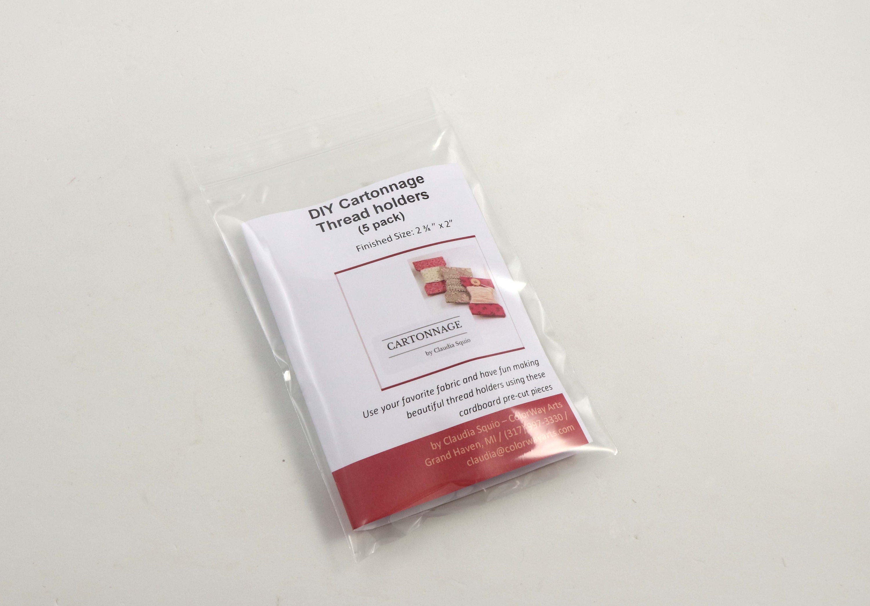 DIY fabric thread holder, pack with 5, cartonnage kit 112, free online instructions