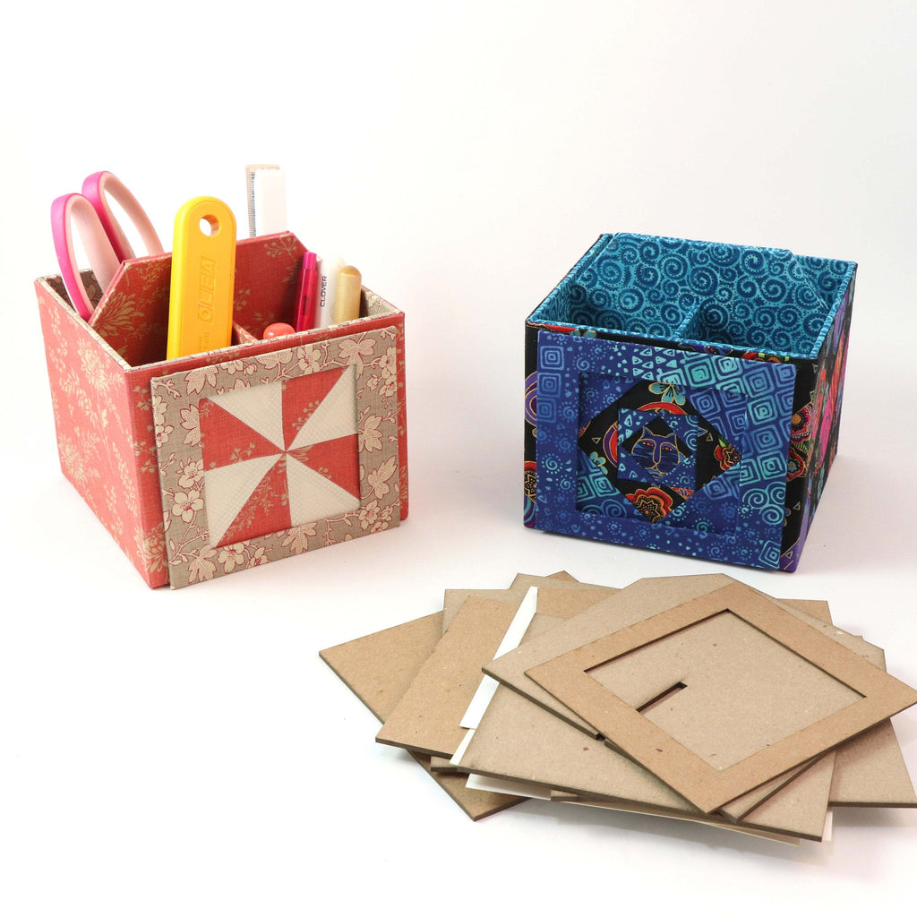 Fabric photo art caddy DIY kit, picture cube, photo caddy, cartonnage kit 185, Online instructions included