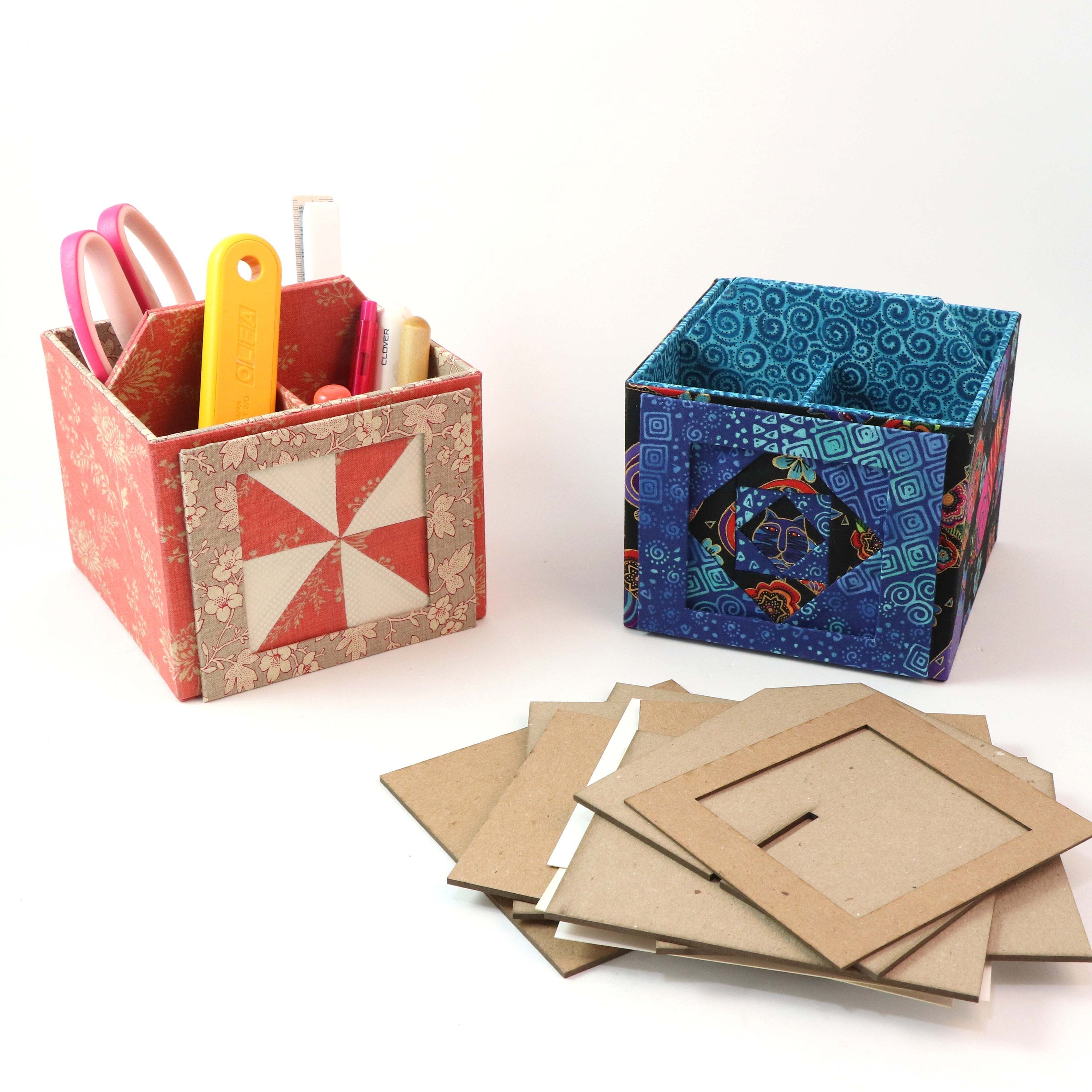 Fabric photo art caddy DIY kit, picture cube, photo caddy, cartonnage kit 185, Online instructions included