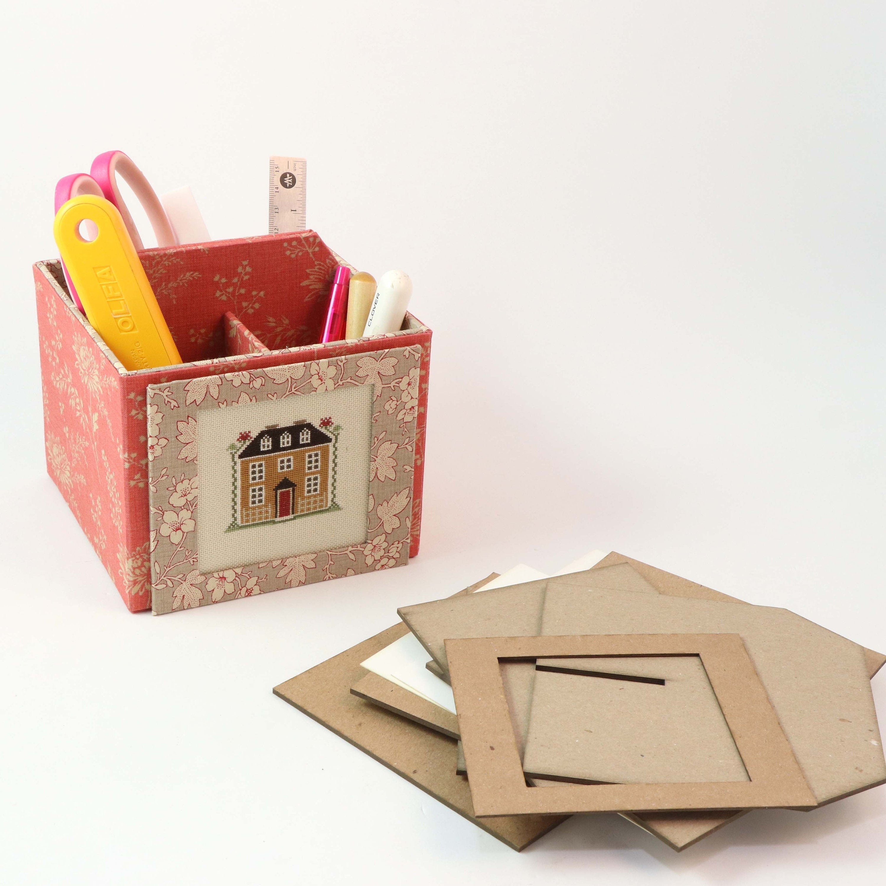Fabric photo art caddy DIY kit, picture cube, photo caddy, cartonnage kit 185, Online instructions included