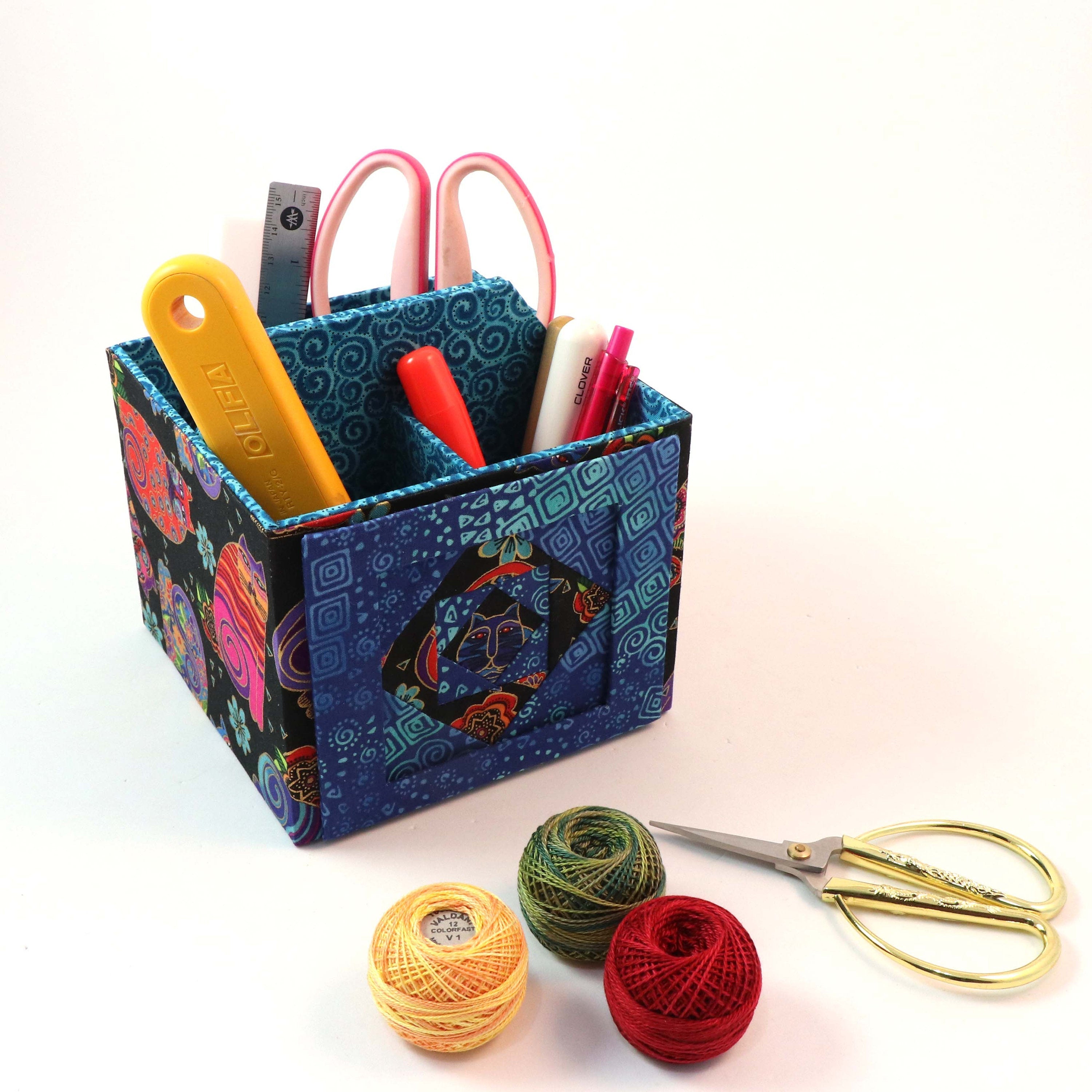 Fabric photo art caddy DIY kit, picture cube, photo caddy, cartonnage kit 185, Online instructions included