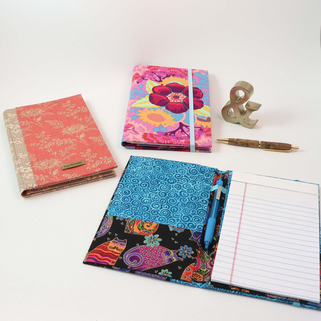 Fabric notepad cover DIY kit,  cartonnage kit 186, Online instructions included