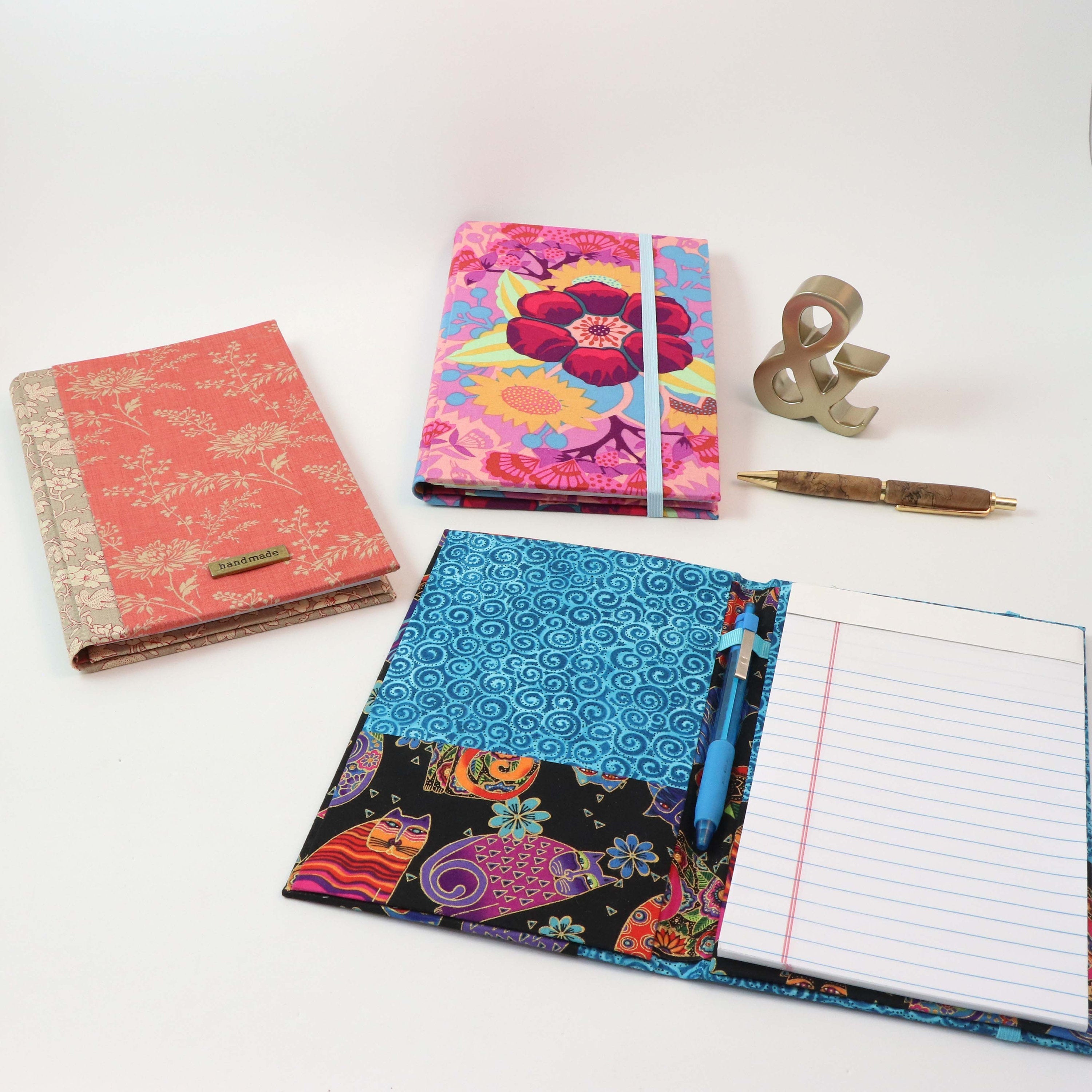 Fabric notepad cover DIY kit,  cartonnage kit 186, Online instructions included