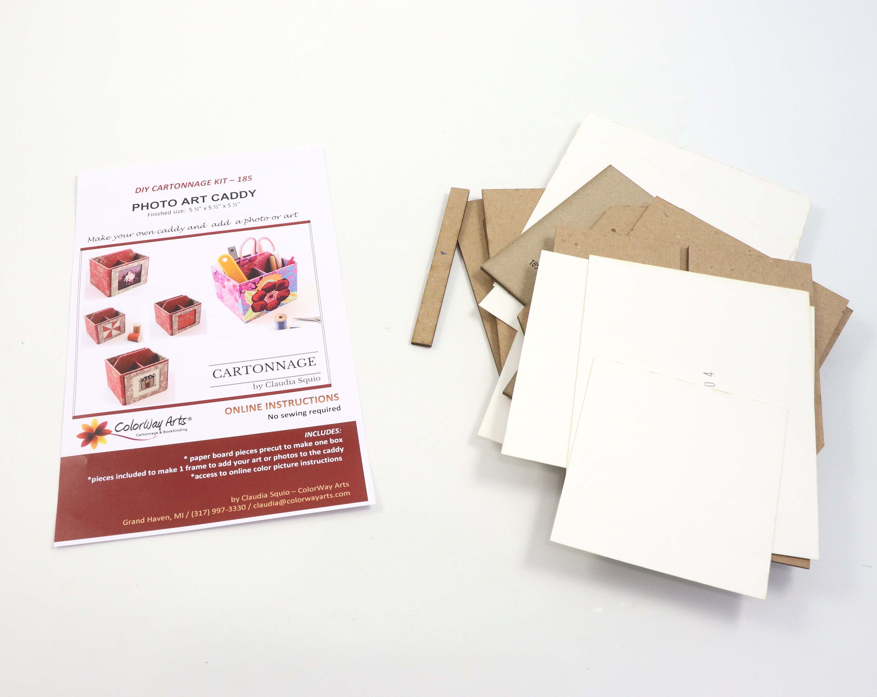 Fabric photo art caddy DIY kit, picture cube, photo caddy, cartonnage kit 185, Online instructions included