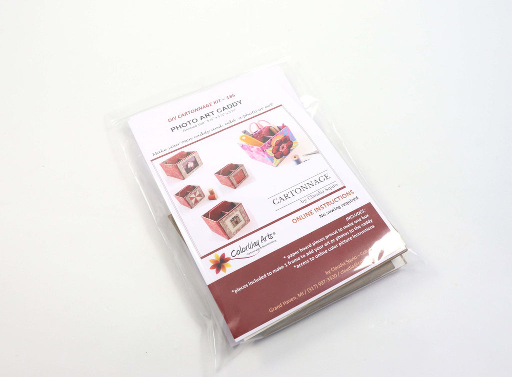 Fabric photo art caddy DIY kit, picture cube, photo caddy, cartonnage kit 185, Online instructions included