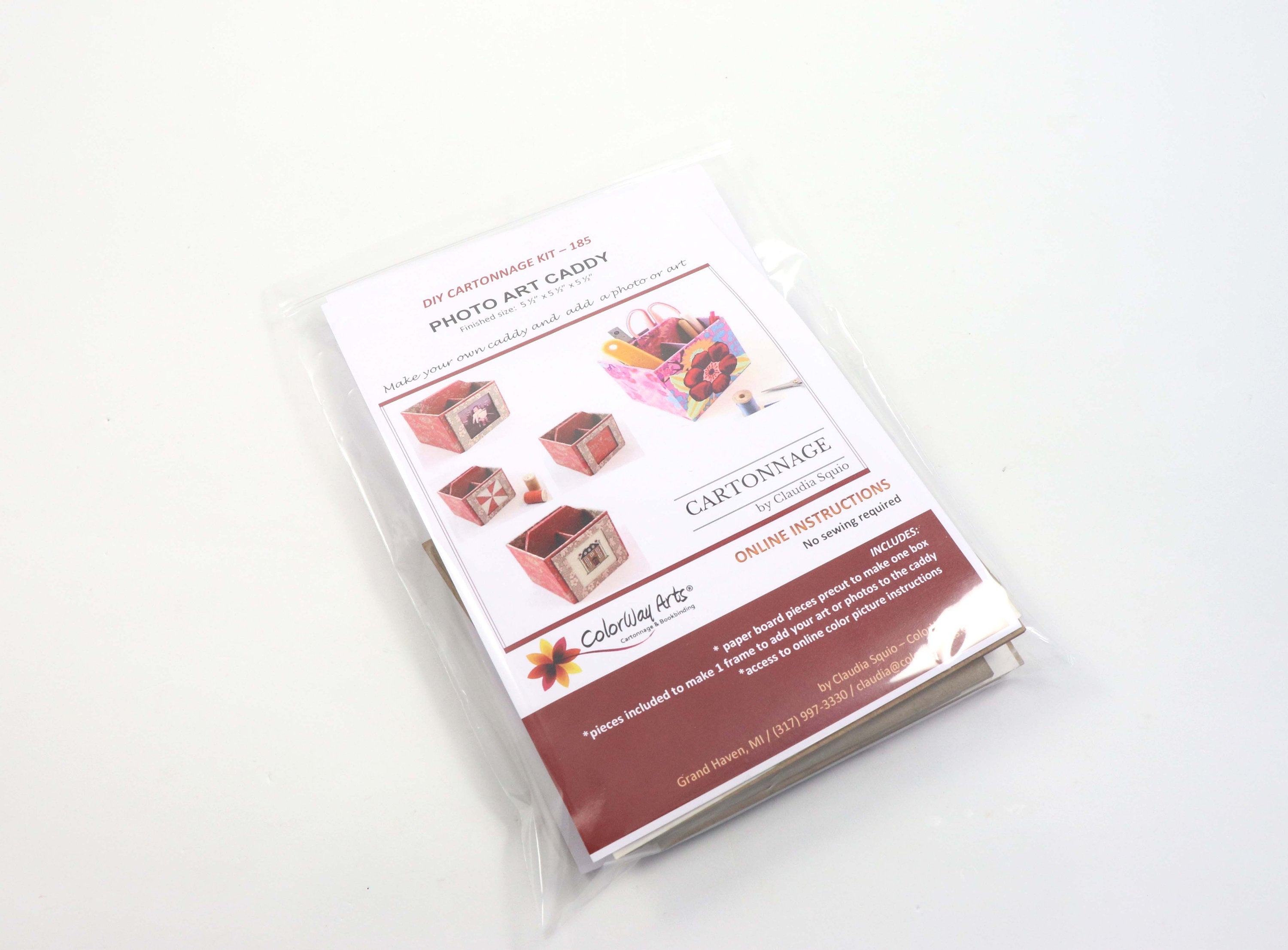 Fabric photo art caddy DIY kit, picture cube, photo caddy, cartonnage kit 185, Online instructions included