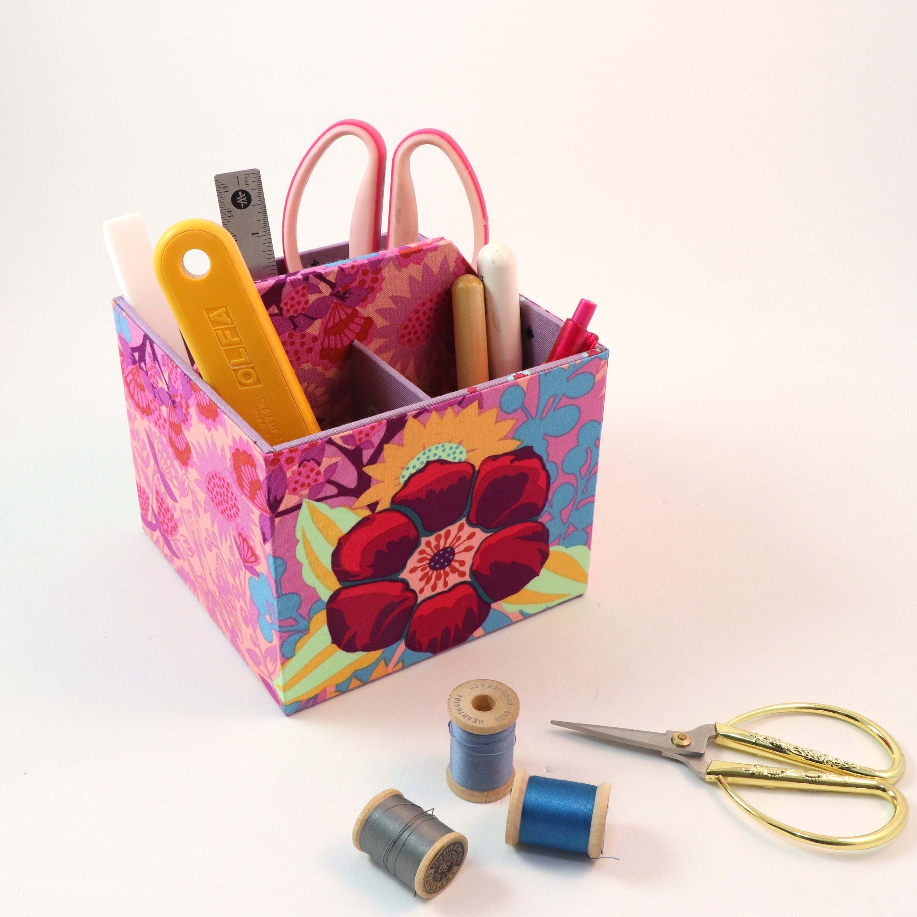 Fabric photo art caddy DIY kit, picture cube, photo caddy, cartonnage kit 185, Online instructions included