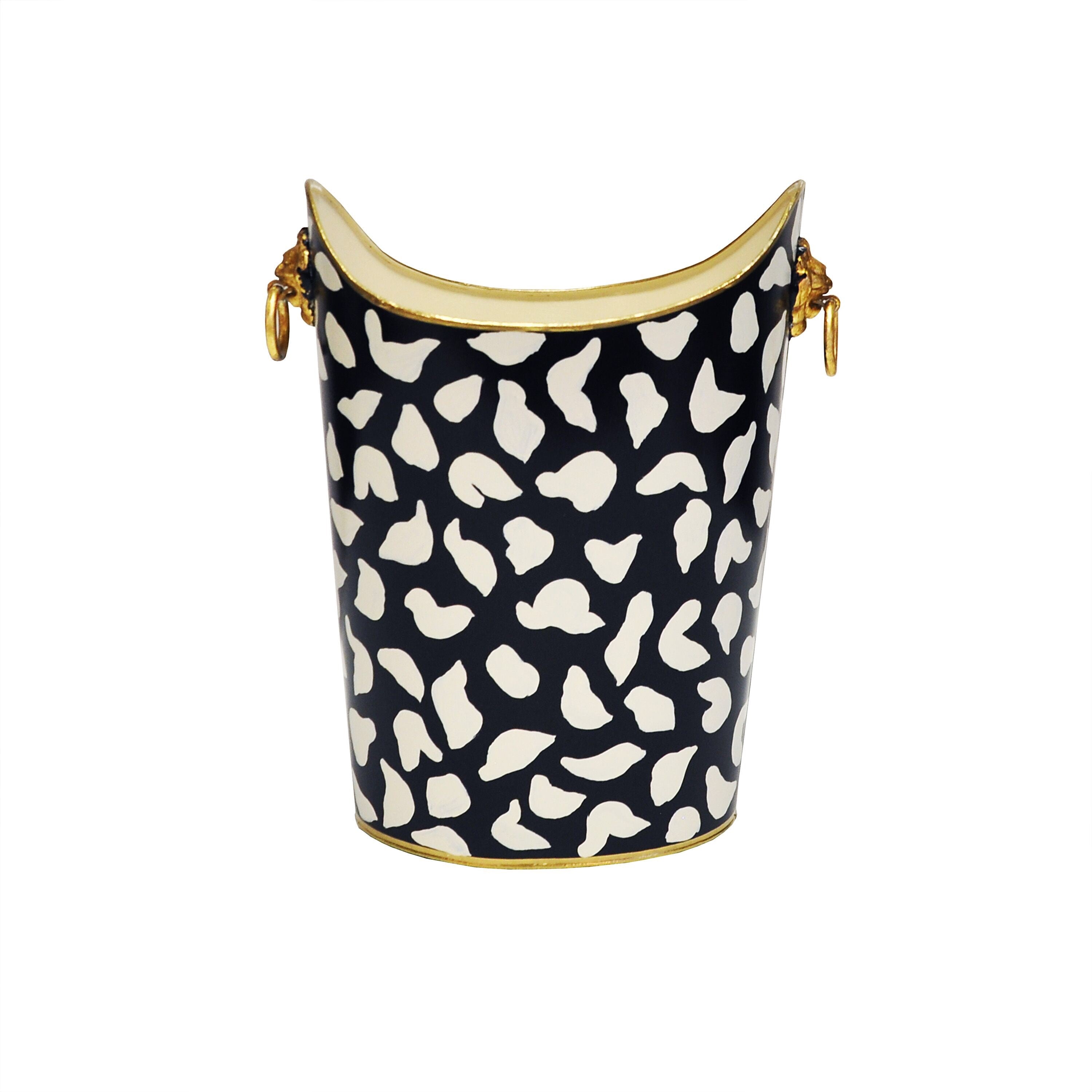 Worlds Away Lion Handle Oval Wastebasket - Matthew Izzo Home