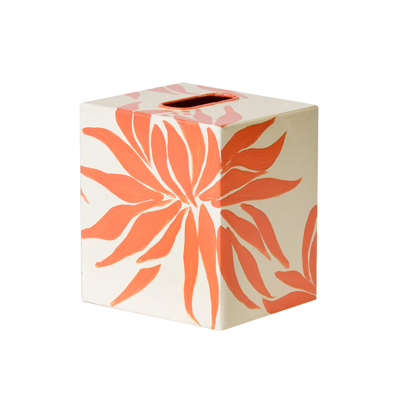 Worlds Away Kleenex Box Cream Floral - Matthew Izzo Home