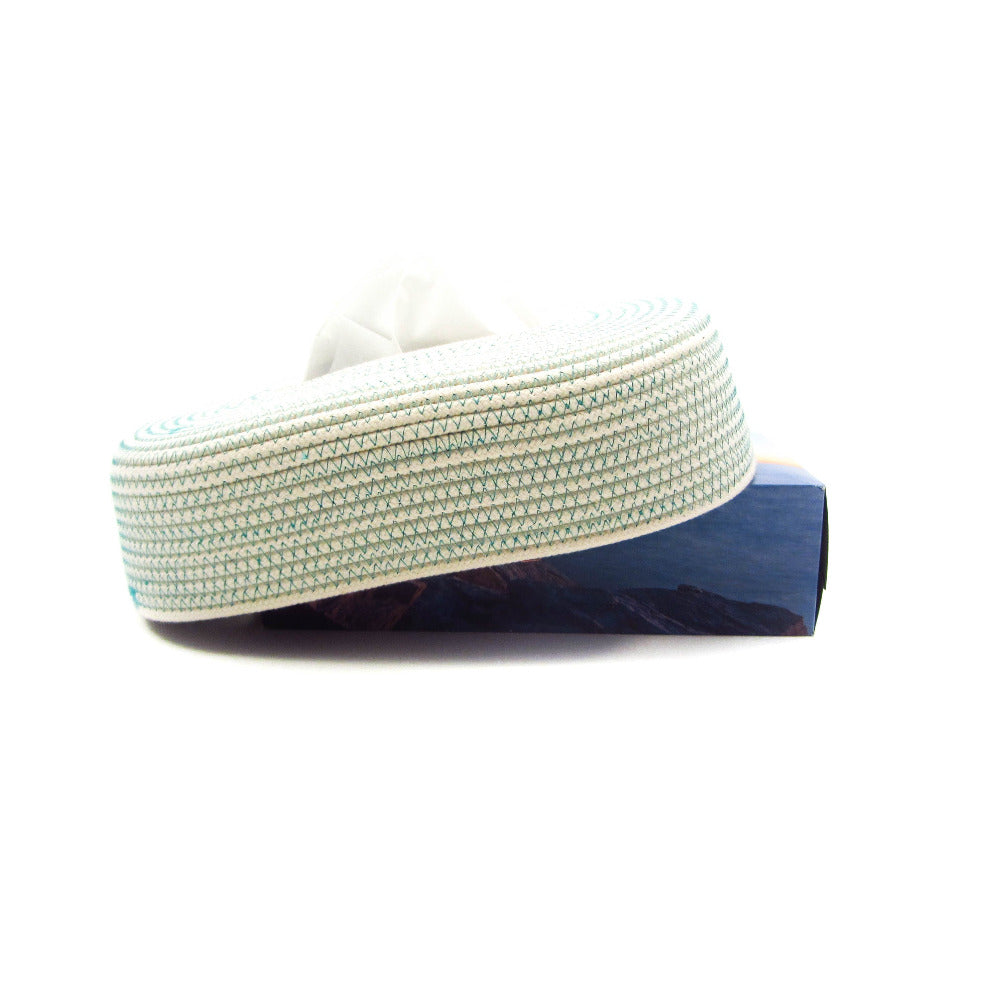 Tissue Box Ecru Turquoise