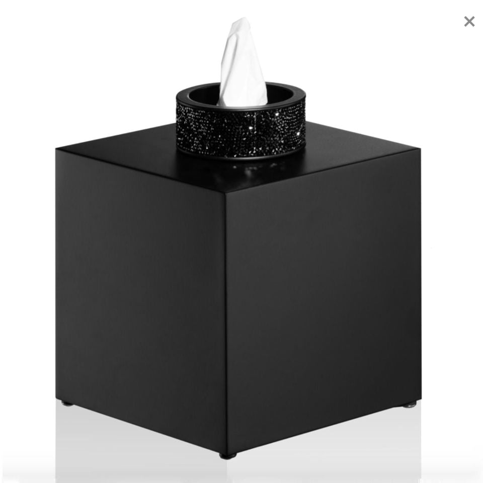 Luxury Black Matt Tissue Box with Swarowski® Crystals - |VESIMI Design|