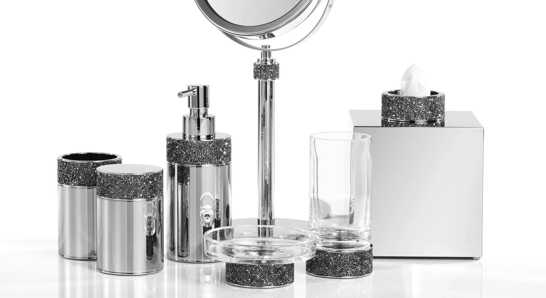 Luxury Chrome Tissue Box with Swarowski® Crystals