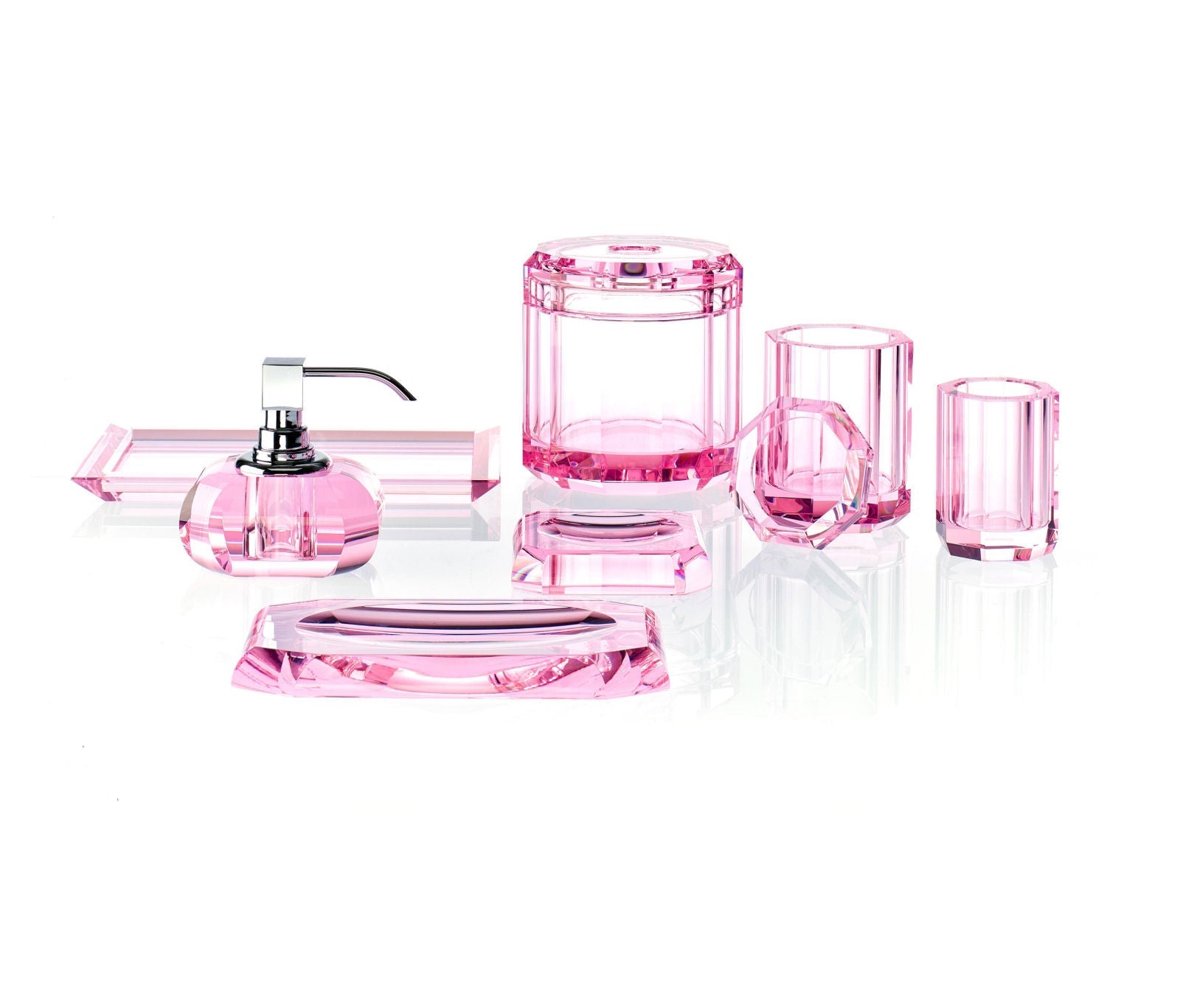 Luxury Pink Glass Bathroom Accessories - Tissue Box