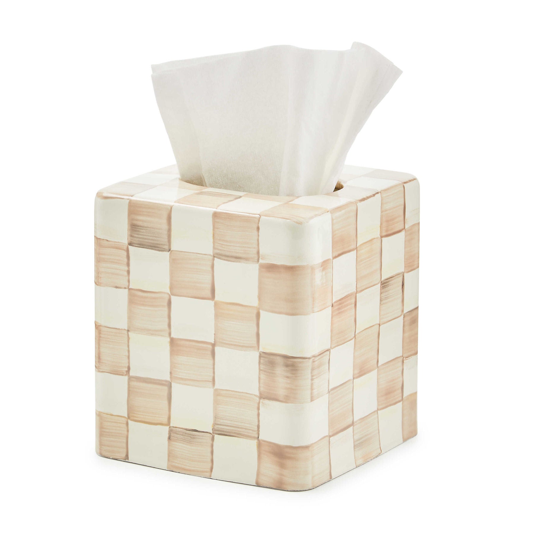 Mocha Check Boutique Tissue Box Cover by MacKenzie-Childs