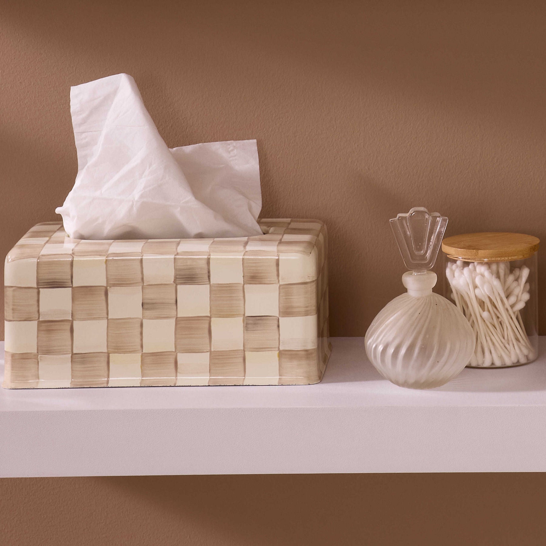 Mocha Check Standard Tissue Box Cover