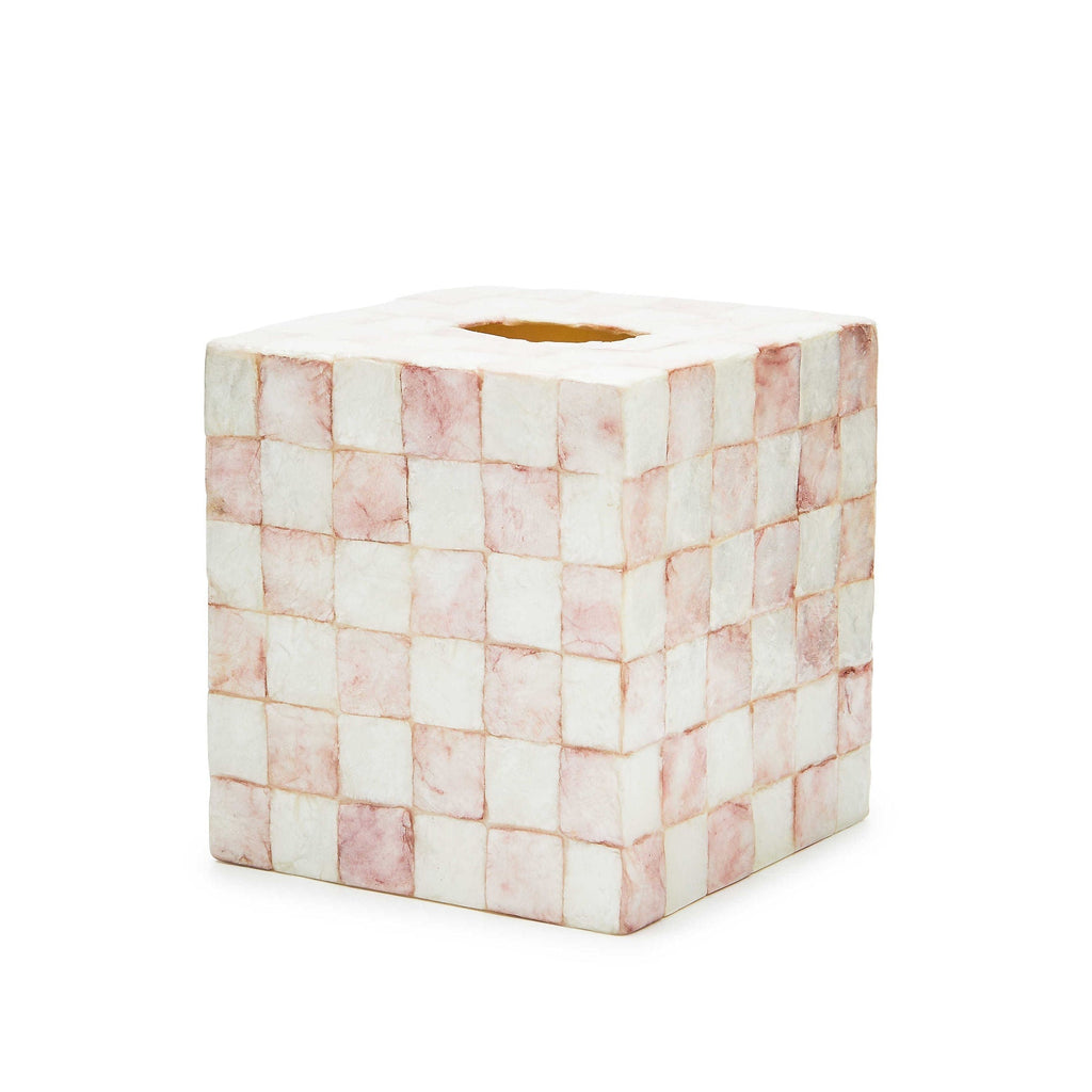 Rosy Check Capiz Boutique Tissue Box Cover by MacKenzie-Childs