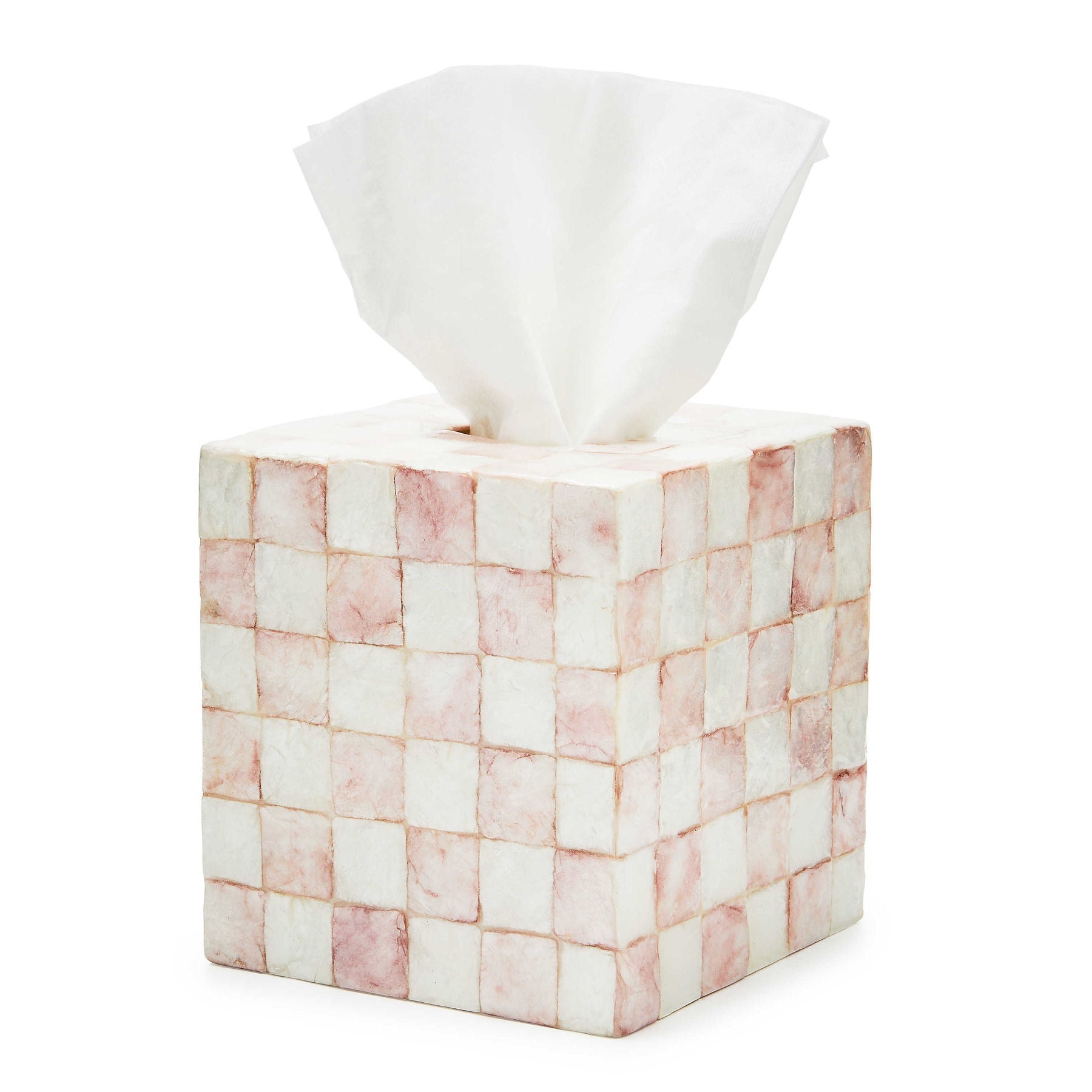 Rosy Check Capiz Boutique Tissue Box Cover by MacKenzie-Childs