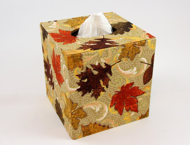 Fabric square tissue box cover DIY kit, cartonnage kit 141, online instructions included