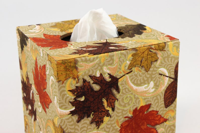Fabric square tissue box cover DIY kit, cartonnage kit 141, online instructions included
